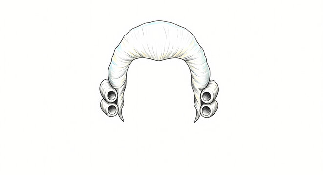 Traditional white barrister wig for judicial court proceedings