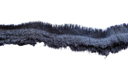 Isolated dark textured abstract material, resembling furry brush bristles or shaggy fringe. © Niamh