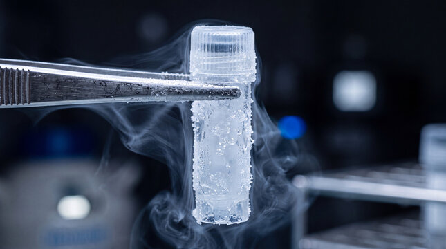 Professional Handling of Cryogenic Vials using Forceps for In Vitro Fertilization Lab Work