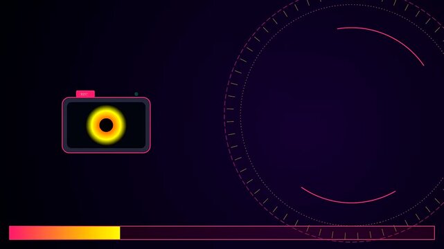 Thermal imaging sensors glow with intense heat as a digital recording indicator blinks within a minimalist interface design featuring circular scanner lines on dark purple surfaces