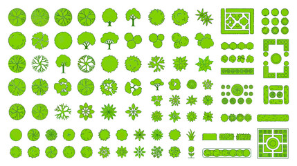 Top View Greenery Elements Collection for Landscape Design © budi