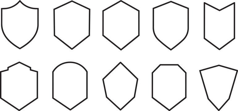 Set of various empty shield and crest shape icons
