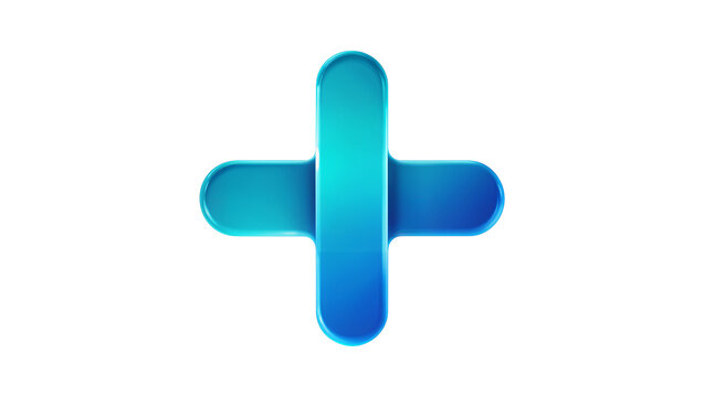 Isolated vibrant 3D blue and teal addition sign for modern digital interface design