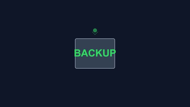 Backup data process flowchart animation for cloud storage and server security systems 4k