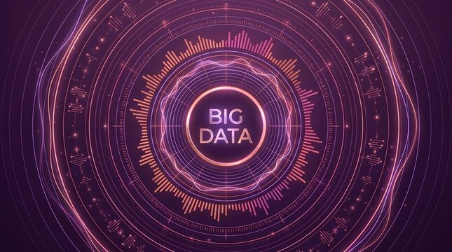 Big data cybernetic interface representing advanced digital analytics and virtual information processing networks