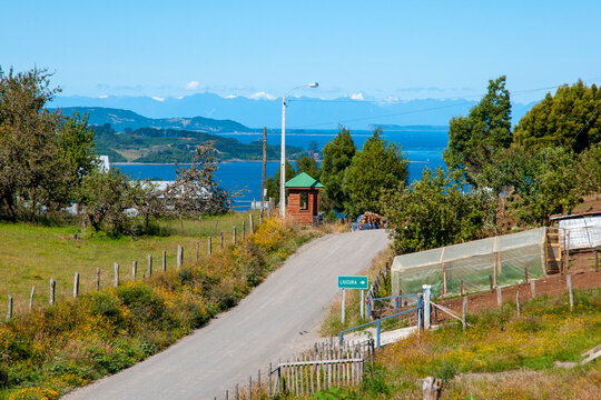 Gravel Road on Lemuy Island in Chiloe - Chile