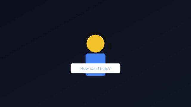 Customer support chatbot animation: how can i help? minimalist digital assistant interface for online business communication and web ui 4k