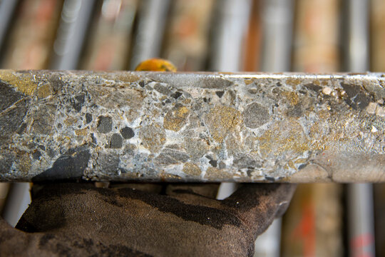 Drilled Core of Sedimentary Breccia Rock