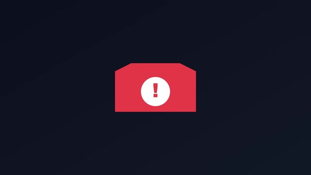 Minimalist exclamation mark animation: red alert symbol on dark 4k background, for ui and, digital notifications