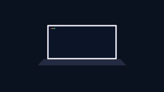 Minimalist laptop computer animation with loading progress bar for digital technology and software development concepts 4k