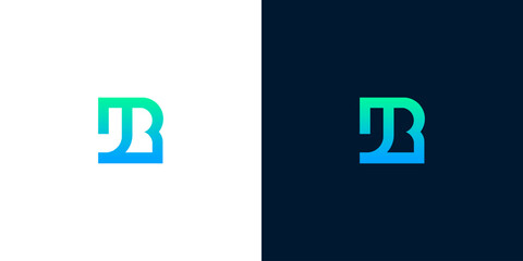 Modern JB Monogram Logo with Blue and Green Gradient for Corporate Brand Identity © anello