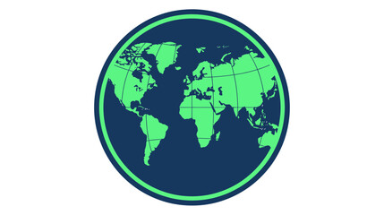 Fototapeta premium Global map icon inside circle, digital art