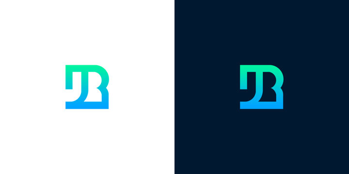 Modern JB Monogram Logo with Blue and Green Gradient for Corporate Brand Identity
