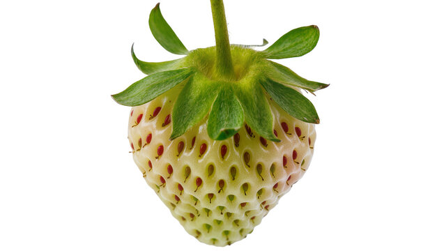 Isolated fresh unripe white strawberry, a unique and unusual fruit with red seeds