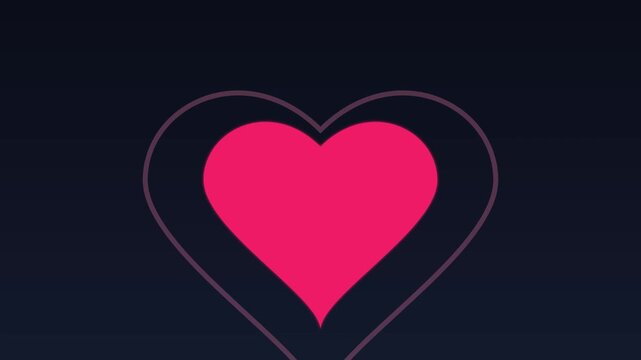 Pulsing pink heart animation on dark 4k background, for romantic and, love themed projects, romance