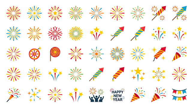 Celebration Fireworks and Party Icons Collection
