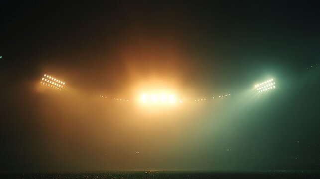 Night Stadium Floodlights in Fog Dramatic Abstract Illumination