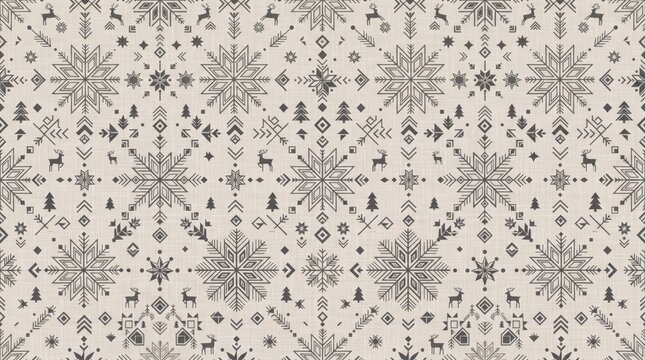 Norway pattern embellished with folk style geometric snowflake symbols geometric snowflake scandinavian traditional