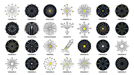Collection of Hand-Drawn Fireworks and Rocket Illustrations © nia