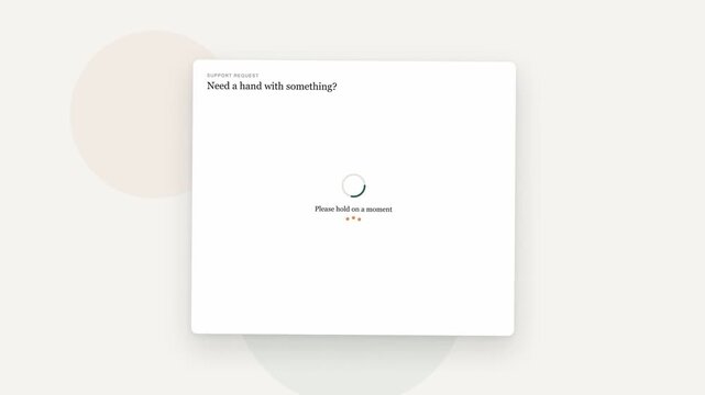 Digital Support Request Form Animation showing user input, submission process, loading screen, and success message, isolated on solid background