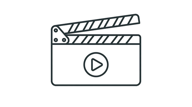 Clapperboard icon depicts a classic film production tool used for synchronizing sound and picture during video filming.