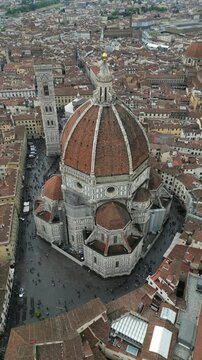 Aerial View of Florence Cathedral Santa Maria Del Fiore in Tuscany, Italy