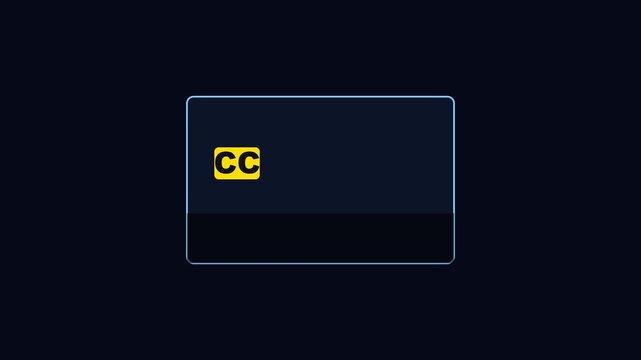 Closed captions cc button with subtitles on text animation for digital media interface 4k cc subtitles