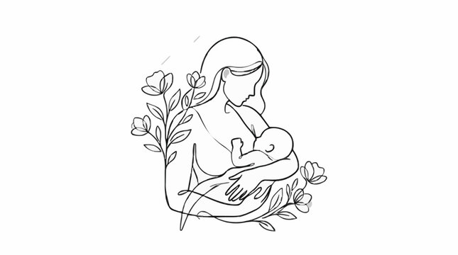 Mother nursing her baby for world breastfeeding week