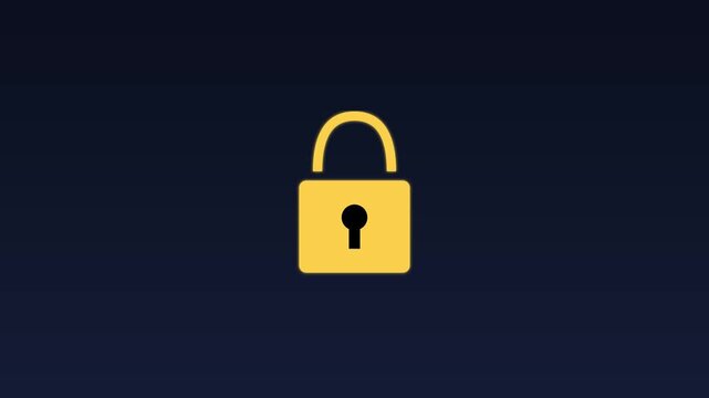 Digital padlock animation with success checkmark for cybersecurity and data protection concepts 4k