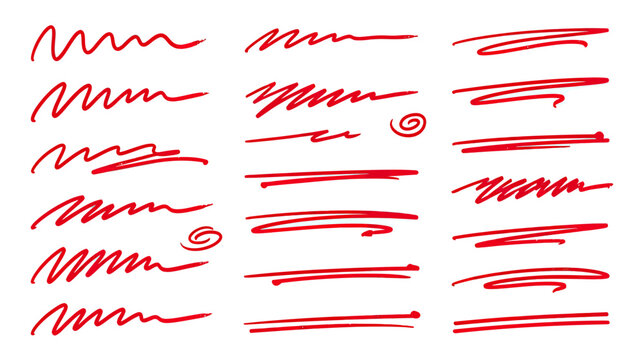 Red Underline Scribbles and Lines Collection