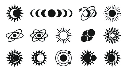 Collection of Celestial Body Icons and Symbols. © Yuni