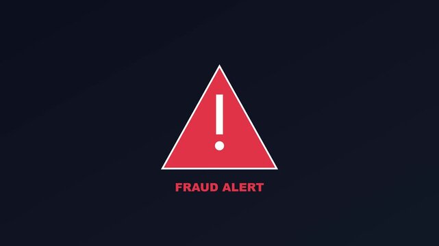 Fraud alert warning sign with red triangle for cybersecurity and digital safety protection animation 4k
