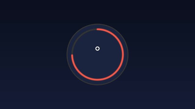 Minimalist circular loading spinner animation with progress bar on dark 4k background, circle