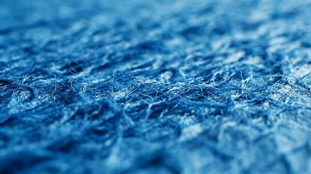 Blue textured fabric close up macro
