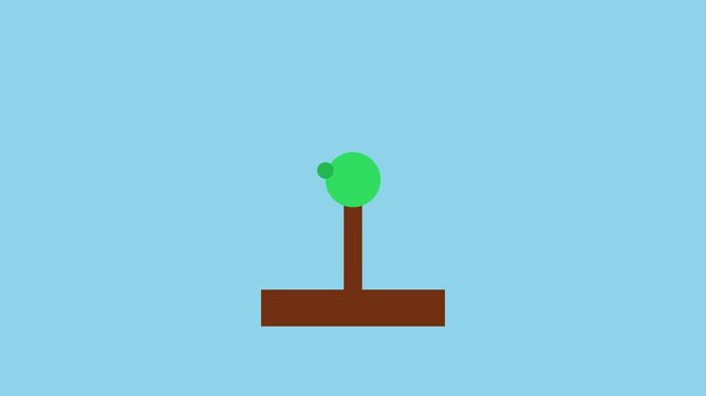 Minimalist flat tree growing animation loop for environmental concepts 4k growth nature ecology