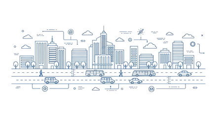 Fototapeta premium Modern Cityscape with Buildings and Traffic.