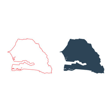 Senegal map icons set Africa logo design illustration