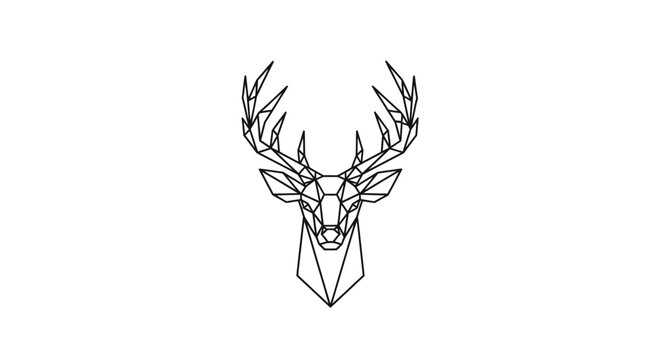 Minimalist geometric deer head line art logo.