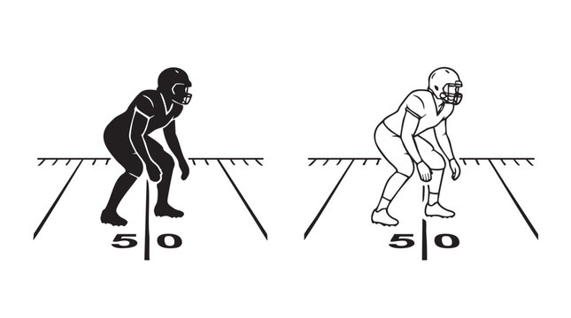 vector silhouette with line art pair icon cornerback area field position
