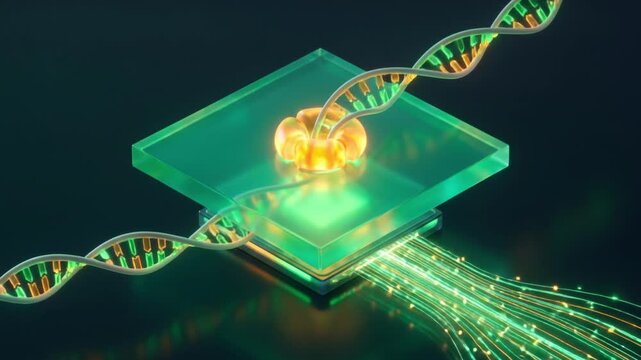 人工膜上のナノポアを通過するDNAが発光し配列解析される超精密サイエンスCG