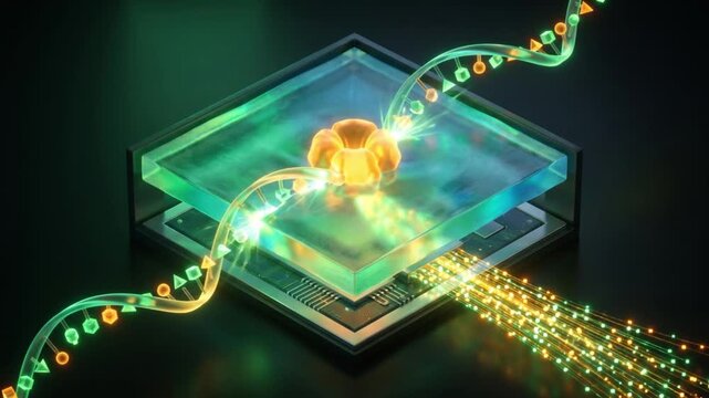 人工膜上のナノポアを通過するDNAが発光し配列解析される超精密サイエンスCG