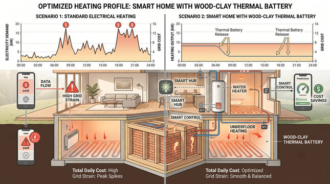 Comparative Analysis of Residential Heating Efficiency Using Sustainable Thermal Battery Storage Systems Versus Standard Electrical Grid Consumption