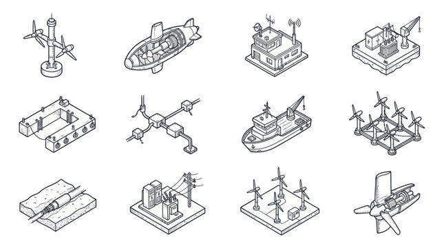 Collection of Isometric Industrial and Technological Structures.