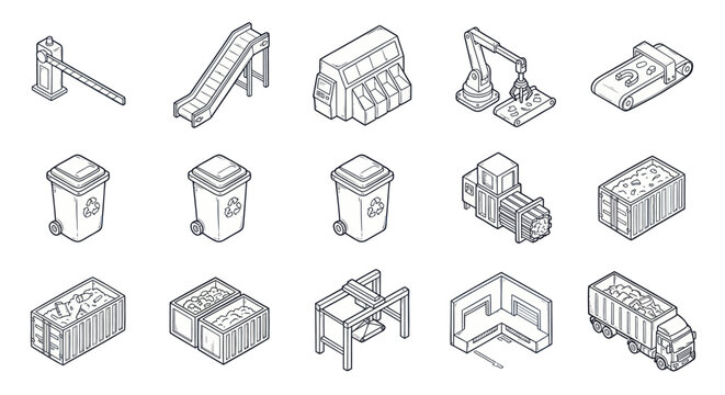 Collection of Isometric Industrial and Urban Objects.