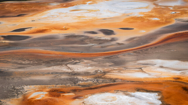 Geothermal feature of Yellowstone National Park - vibrant colors and textures