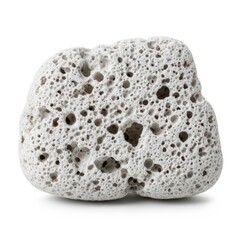 Obraz premium White Pumice Stone Isolated on White Background with Natural Porous Texture