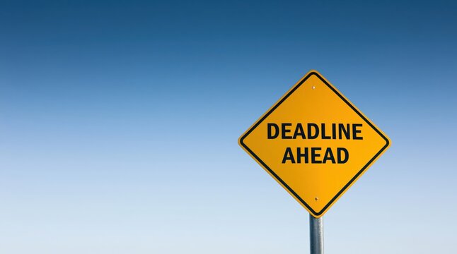 Deadline ahead sign as a warning for business work pressure and time management