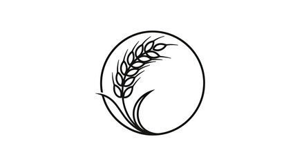 Minimalist circular wheat stalk grain ears logo icon. © Van