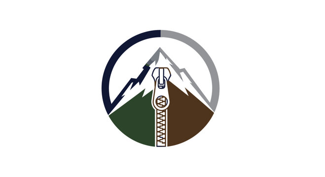 Mountain peak landscape with zipper icon integration.
