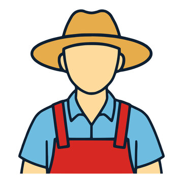farmer man profile face portrait avatar flat color vector illustration template design